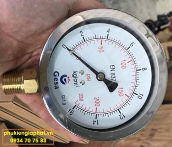 Đồng hồ đo áp suất inox mặt 100mm